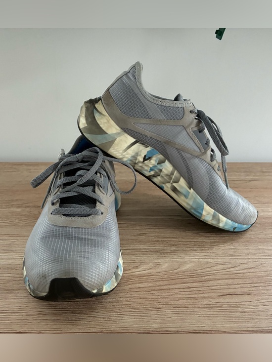 Reebok Shoes - Reebok Gray Athletic Sneakers with Blue Camouflage Accents